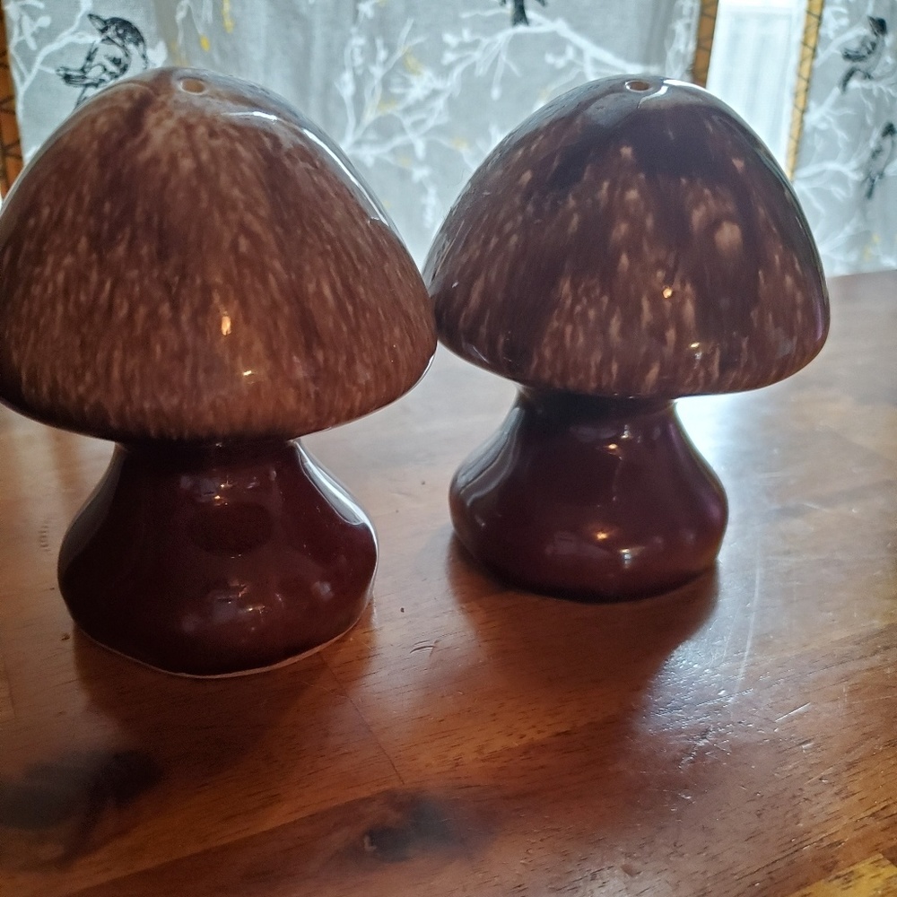Antique mushroom salt and pepper shakers